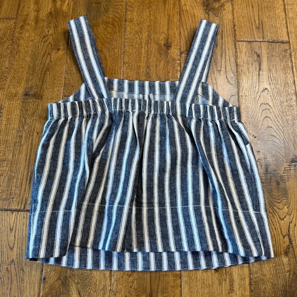 Madewell Women Square-Neck Linen Blend Striped Sleeve Top NWT Coastal Chic XXSd - Picture 4 of 6
